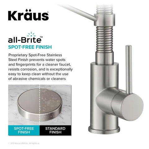 Heavy Duty Stainless Steel Pull Down Kitchen Faucet With Built In Water Filter showing sleek spot-free finish and modern design.