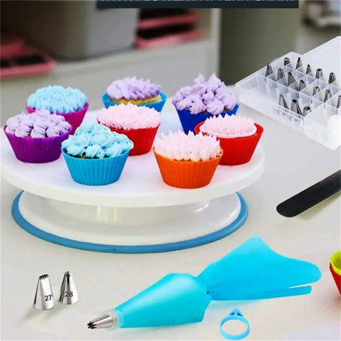All In One Cake Decorating Tool Set With Multiple Molds And Piping Tips For Buttercream And Biscuit DIY Creations 100 Piece Baking Kit
