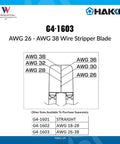 Diagram of G4-1603 Long Wire Stripping Blades For FT-802 And FT8004 Thermal Wire Stripper 26-38 AWG, showing blade sizes.