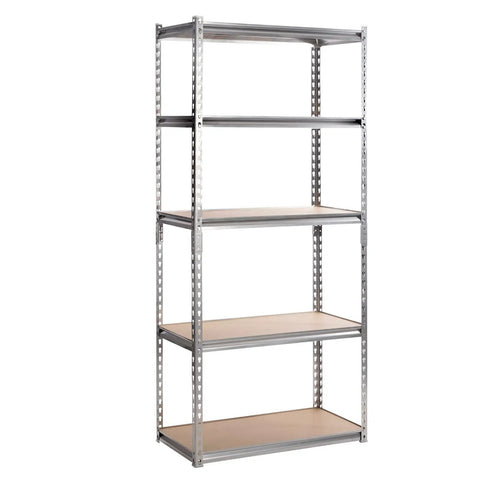 Built Tough Five Tier Storage Shelves With Thick Durable Mdf Boards And Reinforced Steel Frame Fully Adjustable Heavy Duty Shelving Unit For Garage Kitchen Or Office Rock Solid Silver Rack