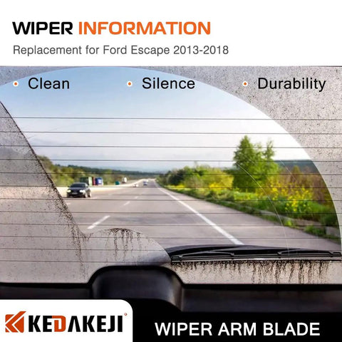Heavy Duty Badass Rear Windshield Wiper Arm Assembly Slick Quick Clip Swap For Ford Escape 2013 To 2018 And Explorer Rear Wiper Replacement Oem Bb5z17526c view through rear windshield with wiper cleaning off water