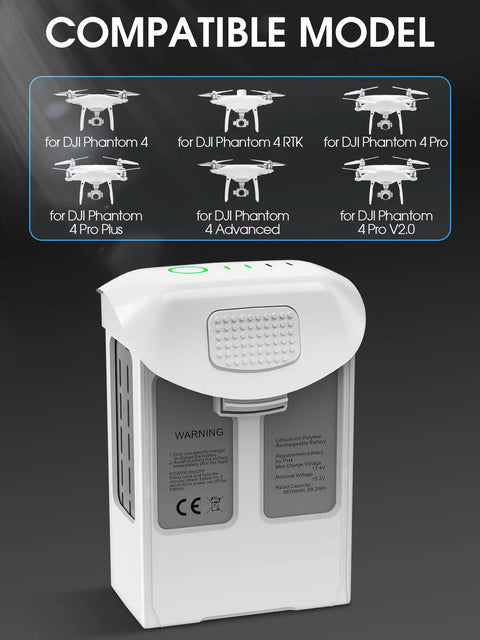 Phantom 4 Pro Series Beefed Up Battery Replacement 5870mAh Intelligent Flight Battery Pack with DJI drone compatibility chart