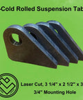 Beefy 4 Pack Heavy Duty Suspension Mount Tabs With Three Eighths Inch Cold Rolled Steel And Three Quarters Inch Holes on green background