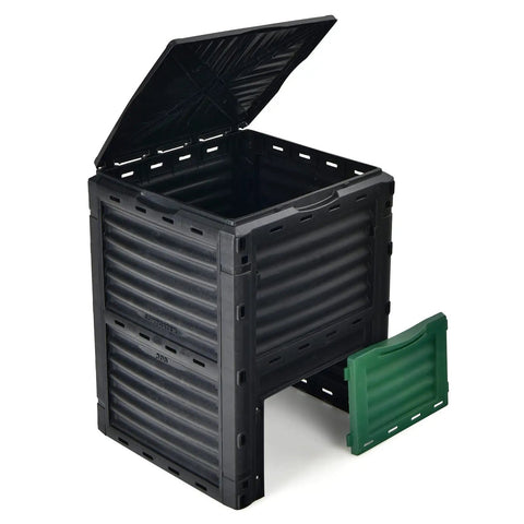 80 Gallon Outdoor Compost Bin With Top Flip Lid And Bottom Exit Door BPA Free Material Large Backyard Composter Barrel