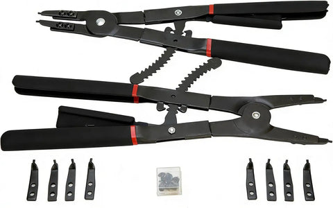 Heavy Duty Circlip Pliers Set 16-Inch Corrosion-Resistant Snap Ring Pliers with interchangeable tips for automotive use