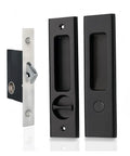 6.3 Inch Privacy Pocket Door Lock Hardware For Double Barn Doors Keyless Mortise Lock Sliding Door System In Black