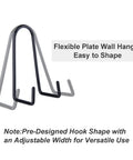 Adjustable Wall Plate Hanger Display Holder For 7 To 14 Inch Plates with flexible shape, black aluminum frame.