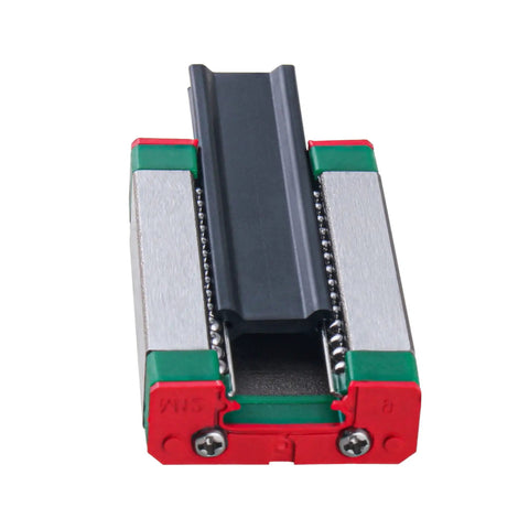 Close-up of MGN9H carriage block component of a 400mm Linear Rail Guide With MGN9H Carriage Block For 3D Printers And CNC Machines H Type