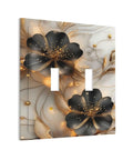 Ultra Sharp Vintage Black Gold Floral Marble Light Switch Cover Made From Heavy Duty Abs Plastic For Double Toggle Walls sleek design with floral pattern.