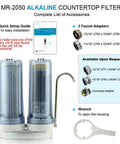 Dual Countertop Water Filter With Carbon And Mineral PH Alkaline System Easy Twist On Faucet Filter Reduces Heavy Metals And Chlorine