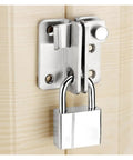 Built Like A Tank Stainless Steel Heavy Duty Door Latch And Security Gate Lock With Sturdy Mounting Hardware For Rust Resistant Pet Proof Barrier Real Deal Silver Finish attached to wood, showcasing locking mechanism.