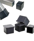 Heavy Duty Rubber Furniture Glide Caps Square Chair Leg Covers Non Slip Floor Savers Rock Solid Grip close-up of black rubber caps