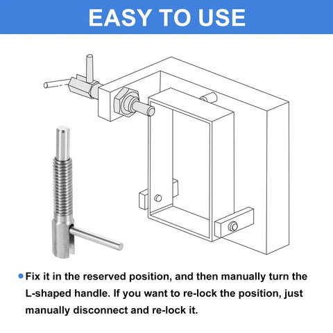 Tough As Nails 2 Piece Retractable Indexing Plunger Pin M6 Thread Spring Loaded Telescopic Locking Latch Assembly With Smooth Glide Action for easy use shown in application.