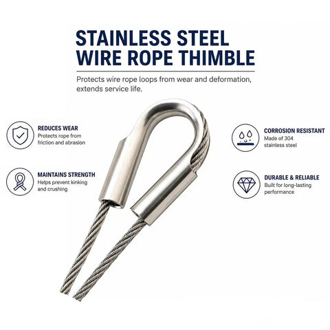 Close-up of Beefed Up Stainless Steel Wire Rope Thimble for 6Mm cable, prevents wear, suitable for marine rigging.