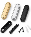 Sleek Black Folding Wall Hooks Four Pack With Swivel Hinge Design Perfect For Tight Spaces And Narrow Hallways No Hassle Kickback Mount includes gold, silver, and black mounts.