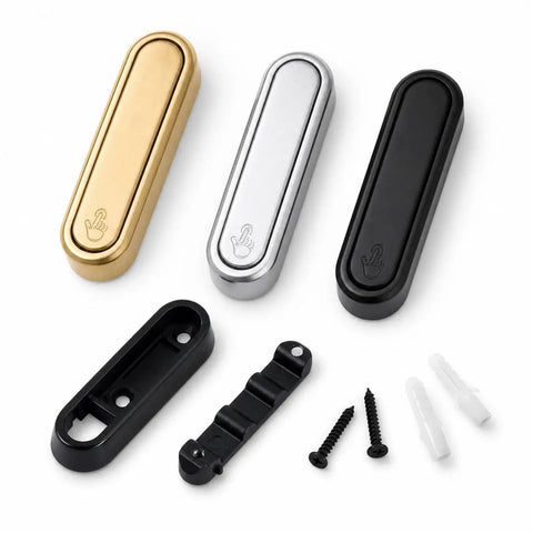 Sleek Black Folding Wall Hooks Four Pack With Swivel Hinge Design Perfect For Tight Spaces And Narrow Hallways No Hassle Kickback Mount includes gold, silver, and black mounts.