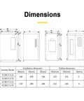 Dimensions chart and technical drawing for Heavy Duty Water Cooled CNC Spindle Motor 4.5KW 5KW 6KW For Milling Machines 220V 380V.