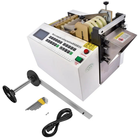 Auto Heat Shrink Tube Cutter For 110V Cables And Pipes, Fast Clean Cold Cut Machine with accessories shown