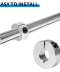 Split Shaft Collar Set Of 4 Aluminum One Piece Locking Collars 15Mm Bore 35Mm OD 12Mm Thick With M5 Set Screws shown on shaft