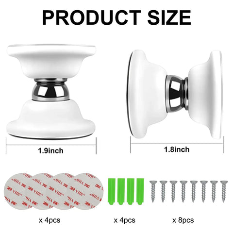 Magnetic RV Door Holder Keeps Doors Open Hands Free 1.9 inch and 1.8 inch white stoppers with screws and adhesive pads