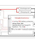 Street Tested 5 Pack 14S 52V 35A Lithium Battery Protection Board wiring diagram for e bikes and scooters.
