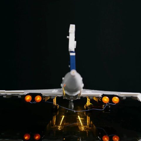 LED Lighting Kit For 10318 Concorde Aircraft Model, Lighting Components Only, rear view of illuminated model, USB powered