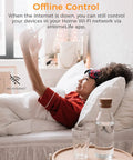 Person controlling Smart WiFi Plug Outlet 15A Two Pack Works With Apple HomeKit Siri Alexa Google Assistant while in bed