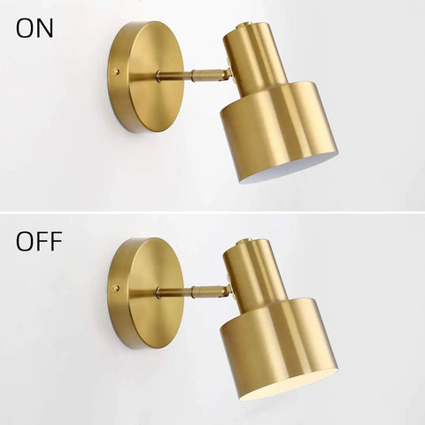 Gold Plug-In Wall Sconces Set Of 2, Industrial Vintage E26 Adjustable Wall Lamps with on-off positions shown