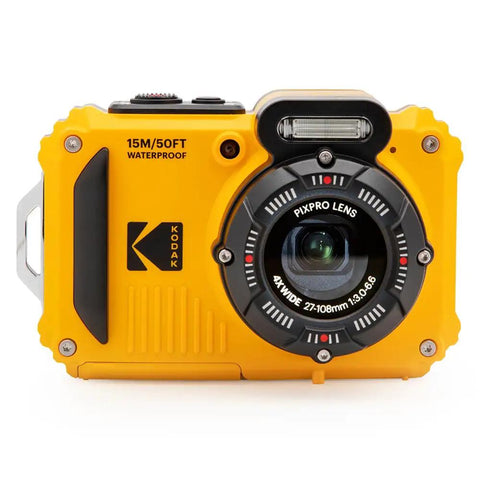 Rugged Waterproof Digital Camera With 50 Feet Depth Rating, 16MP Sensor, 4X Optical Zoom, Shockproof, Dustproof, Yellow front view