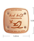 Copper Disk Bird Bath Purifier For Clean Water All Season, 99.9 Percent Pure Copper Water Disk shown with 5.3 inch dimensions.