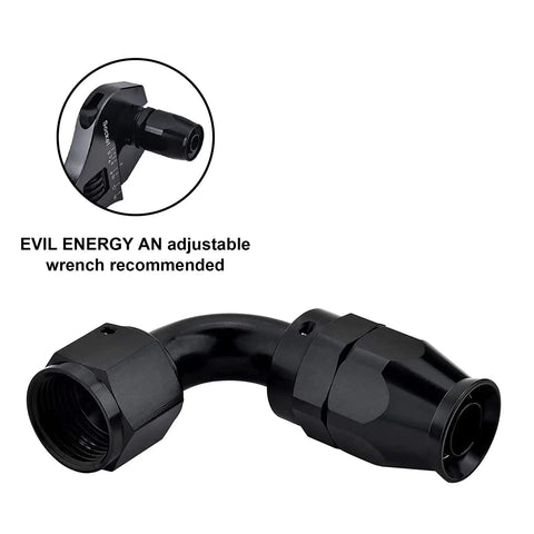 10AN PTFE Hose End Fitting 90 Degree Black For PTFE Fuel Line Only, aluminum 6061, wrench tool recommendation