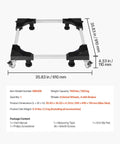Adjustable Mini Fridge Stand 27.5-35.4 Inches Tall Universal Mobile Base with locking wheels and heavy-duty steel construction.