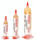 Three sizes of No Clean Tacky Flux For Hand Soldering Tin Lead ROL0, 10g Syringe Kit, rosin-based clear residue shown.