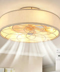 Yunstore mathishome Fabric-Style Bladeless Ceiling Fan with Remote Control (Bulb Not Included) in matte black and fabric finish.