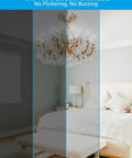 Bedroom chandelier lit by dimmable E12 LED candelabra bulb 60W equivalent, 550 lumen filament, 360° lighting, frosted glass.
