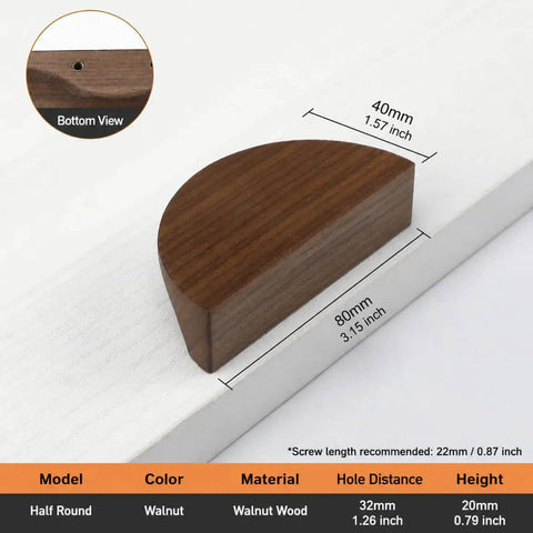 Two Pack Solid Wood Half Moon Drawer Pulls For Dresser Wardrobe And Closet Cabinets Natural Wood Knobs For Furniture