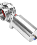 3 Inch Tri Clamp Sanitary Butterfly Valve With Pneumatic Actuator, Stainless Steel 304, side view