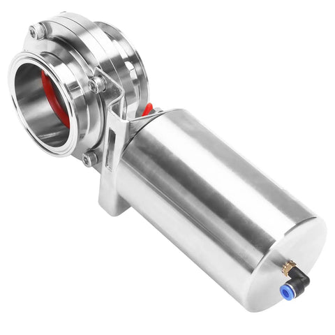 3 Inch Tri Clamp Sanitary Butterfly Valve With Pneumatic Actuator, Stainless Steel 304, side view