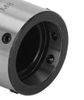 Close-up of GT12 M8 Carbon Steel Round Die Tapping Collet Chuck GT12 M8 with visible screw holes on a lathe tool accessory.