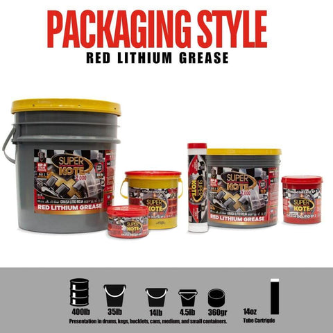 Go To Lithium Grease Superkote 2000 NLGI 2 EP Grease For High Temperature Heavy Duty Use Tube 14 Oz Red Grease 10 Pack display