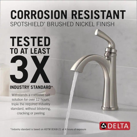 No Fuss Low Flow Brushed Nickel Single Hole Bathroom Faucet For Vanity With Push Pop Drain And Deck Plate Included in kitchen