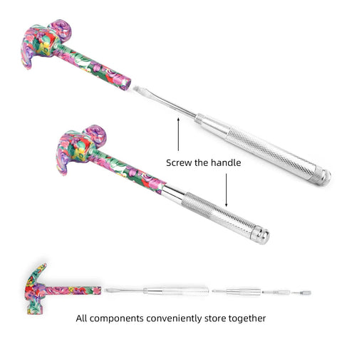 Colorful 6 In 1 Multifunctional Floral Hammer And Screwdriver Tool Set With Claw Hammer Slotted And Flat Head Phillips Screwdrivers