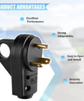 Heavy Duty 30 Amp RV Male Power Plug Solid As A Rock Copper And Nylon Build with ergonomic grip and gold contact pins.