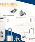 Features of Two Sets Of 5 Inch Padlock Hasp Latch Locks, Stainless Steel Padlock With 1.5 Inch Shackle, durable security hardware