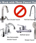 Image showing faucets not compatible with the Faucet Mounted Eyewash Station Kit for Emergency Eyewash and First Aid OSHA Approved.