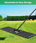 Lawn Leveling Rake 44x10 Inch Heavy Duty Ground Leveler Tool With 77 Inch Adjustable Handle Powder Coated Steel Garden Rake on grass