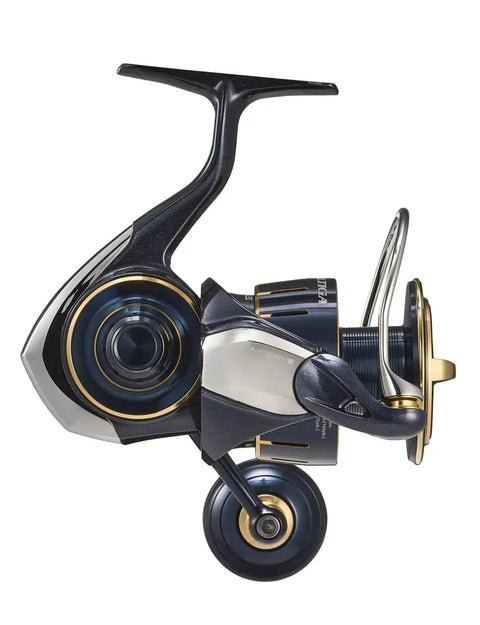 Side view of the Saltiga SAG4000-XH Spinning Reel Beast Of A Reel For Serious Saltwater Angling With Ultra Smooth Drag, Rugged Aluminum Frame