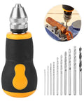 Tiny But Mighty 10 Pc Micro Mini Hand Drill Bits Set Portable Precision Bits For Wood Plastic Jewelry DIY Projects Model Making And Manual Crafting With Short Non Slip Handle For Easy One Hand Use, 10-piece hand drill set with bits