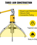 Heavy Duty 15 Ton Hydraulic Gear Puller And Bearing Extractor Tool with three-jaw construction and yellow pump handle.
