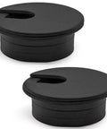 Black Desk Cable Grommets 1.5 Inch Plastic Hole Covers For Office Equipment And Computer Desks, Wire Organizer, Pack of 2